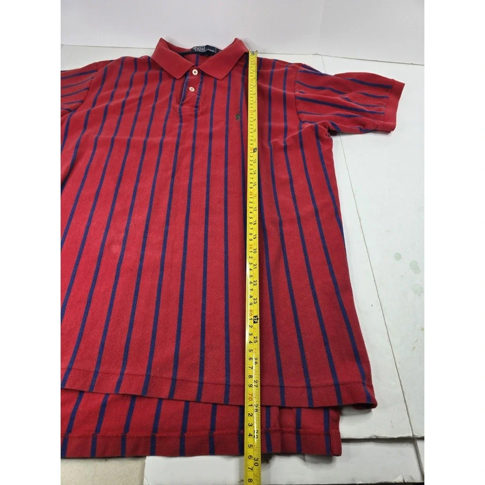 Polo Ralph Lauren Shirt Extra Large XL Mens Blue Red Stripe Green Pony Rugby Vtg